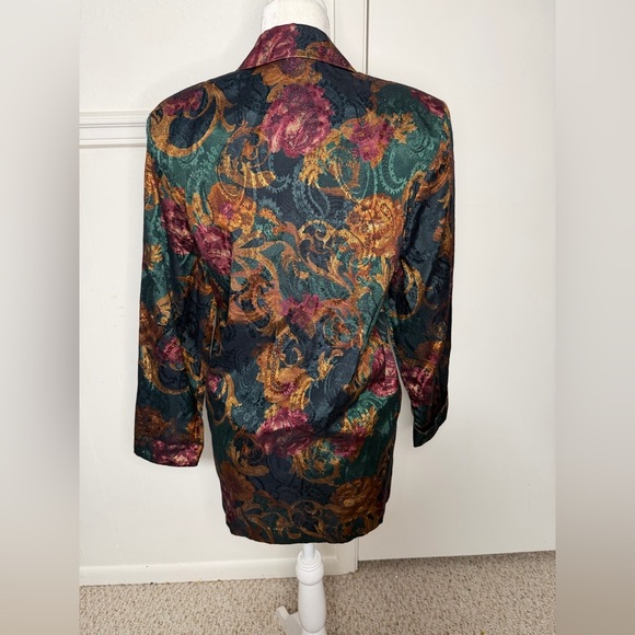 San Moire Dark Green and Floral Blazer size M - Picture 3 of 6